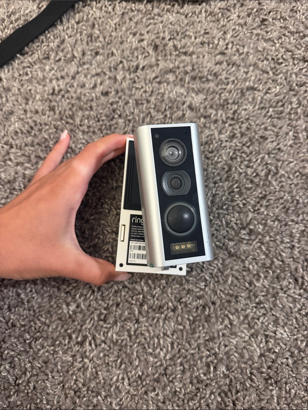 Peephole Ring Silver Video Doorbell Module with Triple Sensors